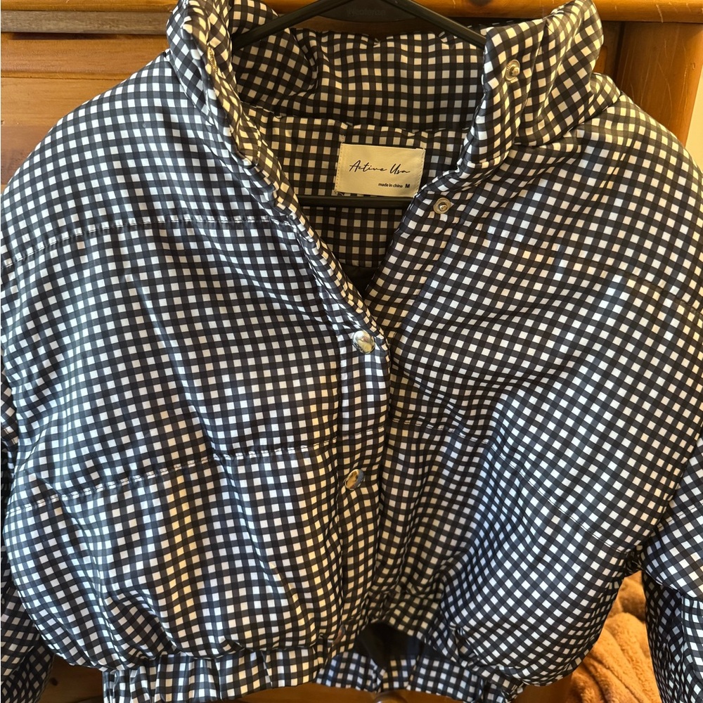 Black and White Checkered puffer jacket